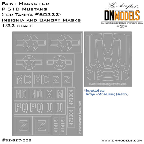DN Models 32/827-008 1/32 P-51B Mustang - Canopy + Insignia 1/32