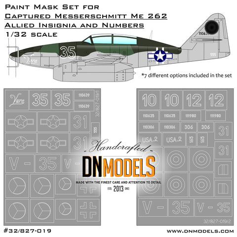 DN Models 32/827-019 1/32 Me-262 Captured Allied Insignia 1/32
