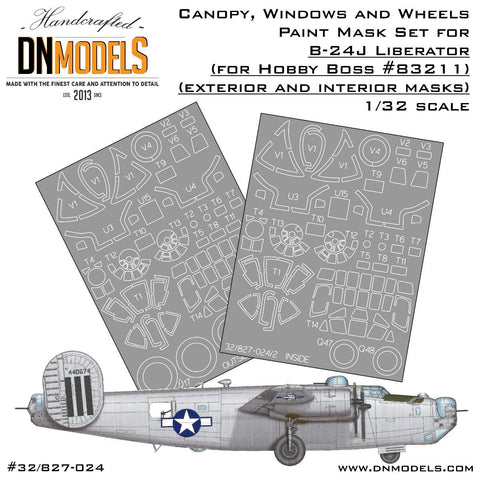DN Models 32/827-024 1/32 Liberator B24J (Hobby Boss 83211) Canopy, Windows & Wheels 1/32