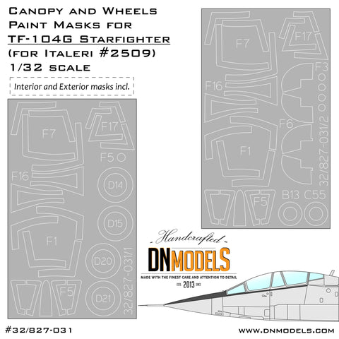 DN Models 32/827-031 1/32 Lockheed Martin TF-104G Starfighter Canopy and Wheels (Italeri 2509) 1/32
