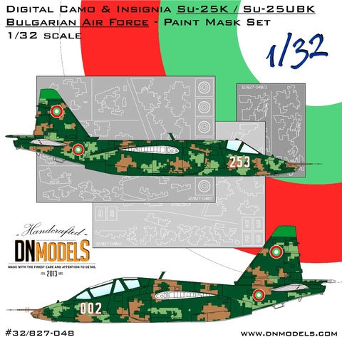 DN Models 32/827-048 1/32 Bulgarian Digital Su-25K / Su-25UBK Camouflage & Insignia Paint Mask Set 1/32