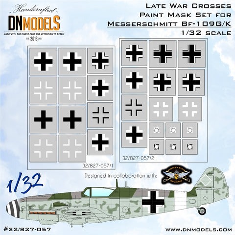 DN Models 32/827-057 1/32 Messerschmitt Bf-109G/K Late War Crosses - All manufacturers 32nd scale