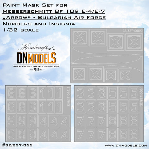 DN Models 32/827-066 1/32 Bulgarian Royal Air Force Messerschmitt Bf 109 E-4/E-7 ?Arrow“ Markings & Insignia 1/32