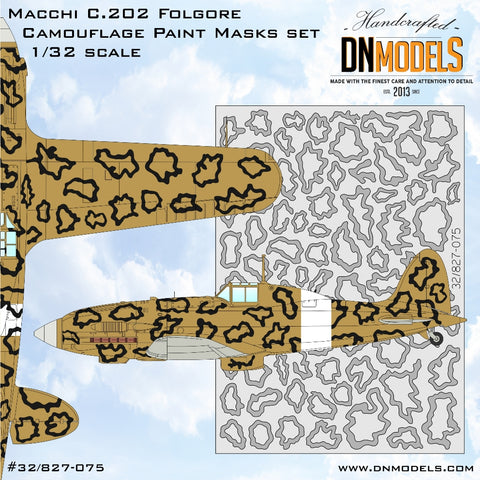 DN Models 32/827-075 1/32 Macchi C.202 Folgore Camouflage Paint Masks Set 1/32