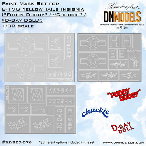 DN Models 32/827-076 1/32 B-17G Yellow Tails Insignia (3 options) 1/32