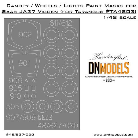 DN Models 48-827-020 1/48 Viggen Canopy/Wheels