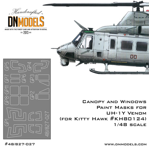 DN Models 48-827-027 1/48 Venom UH-1Y Canopy (Kitty Hawk #KH80124)