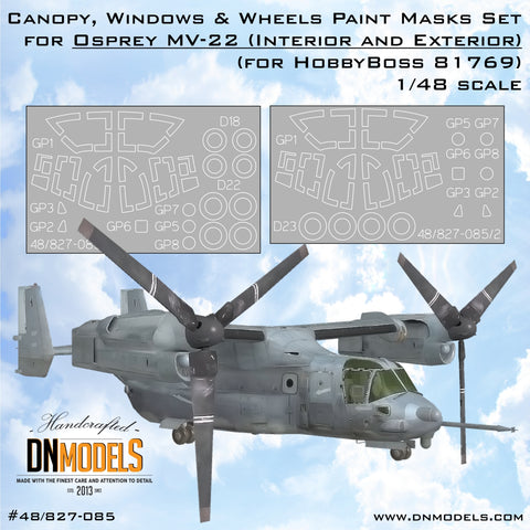 DN Models 48-827-085 1/48 Ospray MV-22 Canopy, Windows & Wheels (for HobbyBoss 81769)