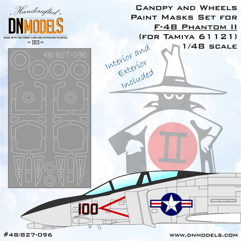 DN Models 48-827-096 1/48 F-4B Phantom II Canopy and Wheels (Interior + Exterior Masks) (for Tamiya 61121)