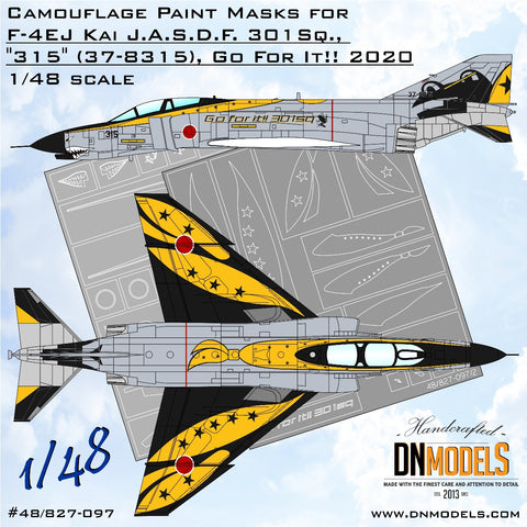 DN Models 48-827-097 1/48 F-4EJ Kai J.A.S.D.F. 301Sq., "315" (37-8315), Go for It!! 2020 Paint Mask Set