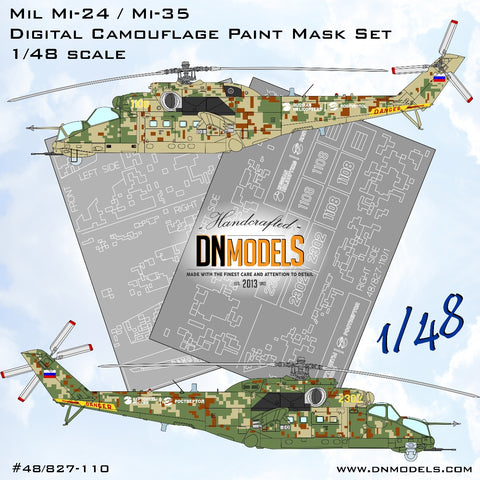 DN Models 48-827-110 1/48 Mil Mi-24 / Mi-35 Digital Camouflage Paint Mask Set