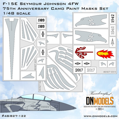 DN Models 48-827-122 1/48 F-15E Seymour Johnson 4FW 75th Anniversary Camo Paint Masks Set