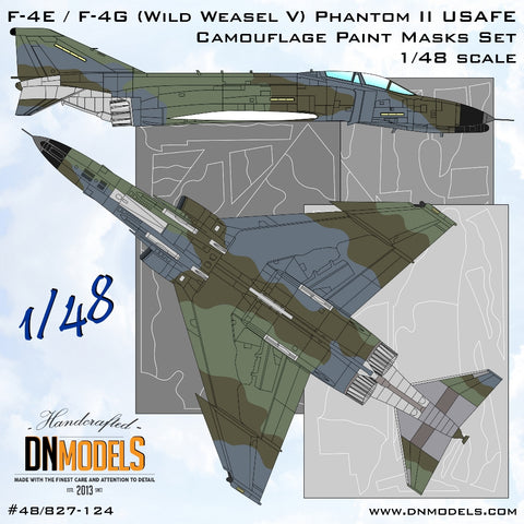 DN Models 48-827-124 1/48 Wild Weasel V F-4G Phantom II USAFE Camouflage Paint Masks Set