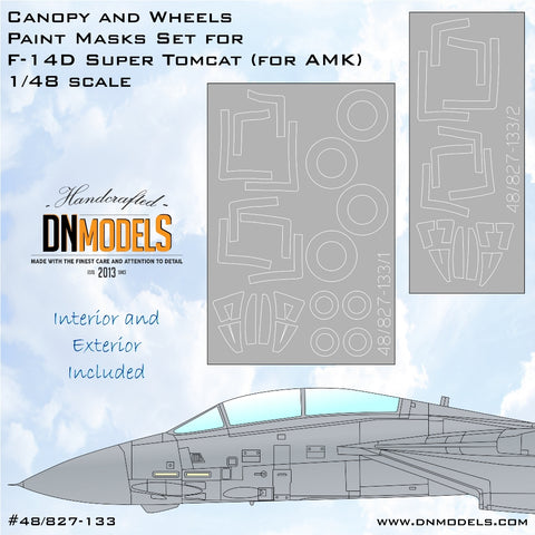 DN Models 48-827-133 1/48 F-14D Super Tomcat Canopy and Wheels (AMK 88009)