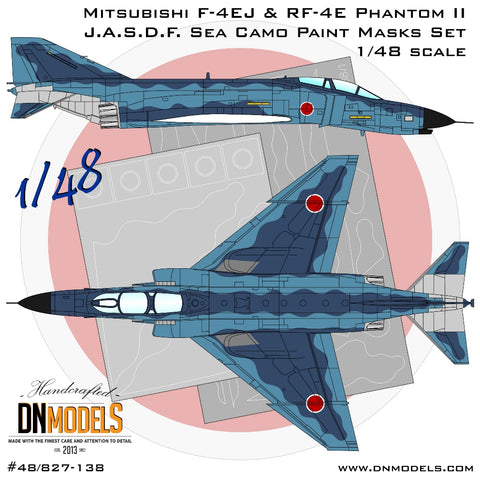 DN Models 48-827-138 1/48 Mitsubishi F-4EJ & RF-4E Phantom II J.A.S.D.F. Sea Camouflage Paint Masks Set