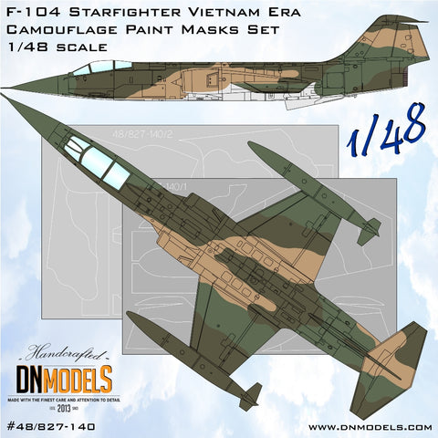 DN Models 48-827-140 1/48 F-104C Starfighter Vietnam Era Camouflage Paint Masks Set