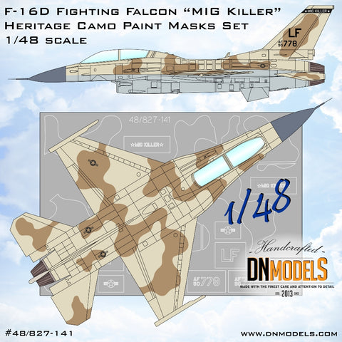 DN Models 48-827-141 1/48 F-16D Fighting Falcon “MiG Killer” Heritage Camo Paint Masks Set