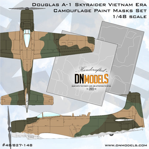 DN Models 48-827-148 1/48 Douglas A-1 Skyraider Vietnam Era Camouflage Paint Masks Set