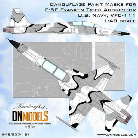 DN Models 48-827-151 1/48 F-5F Franken Tiger Aggressor US NAVY VFC-111 Camouflage Paint Masks
