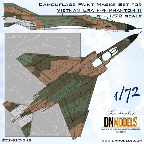 DN Models 72-827-048 1/72 F-4 Phantom II Vietnam Era Camo Paint Masks