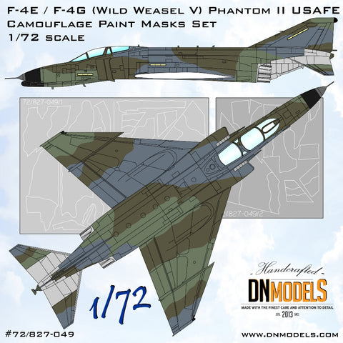 DN Models 72-827-049 1/72 F-4E / F-4G (Wild Weasel V) Phantom II USAFE Camouflage Paint Masks Set