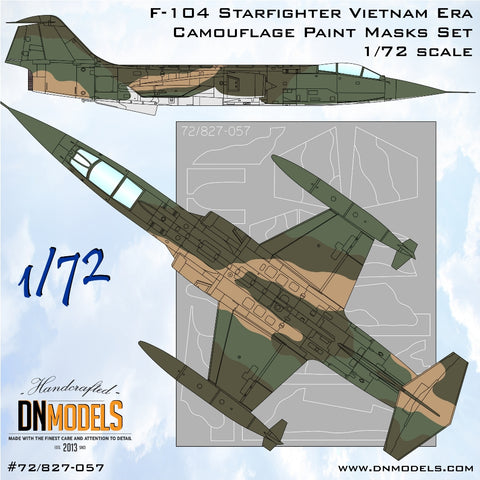 DN Models 72-827-057 1/72 F-104C Starfighter Vietnam Era Camouflage Paint Masks Set