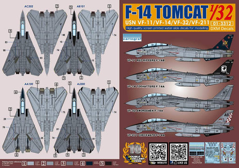 DXM 01-3312 1/32 USN F-14A/B Tomcat VF-11/VF-14/VF-32/VF-211 (For Tamiya, Trumpeter, and Revell)