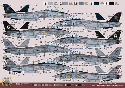 DXM 01-3312 1/32 USN F-14A/B Tomcat VF-11/VF-14/VF-32/VF-211 (For Tamiya, Trumpeter, and Revell)