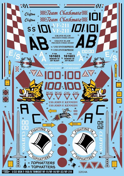 DXM 01-3312 1/32 USN F-14A/B Tomcat VF-11/VF-14/VF-32/VF-211 (For Tamiya, Trumpeter, and Revell)