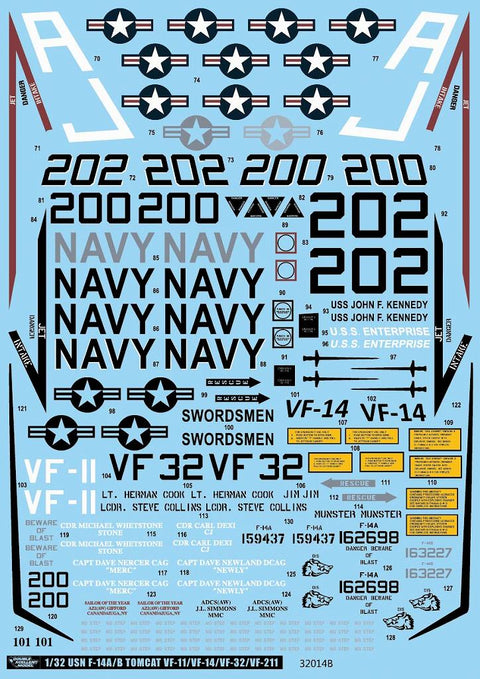 DXM 01-3312 1/32 USN F-14A/B Tomcat VF-11/VF-14/VF-32/VF-211 (For Tamiya, Trumpeter, and Revell)