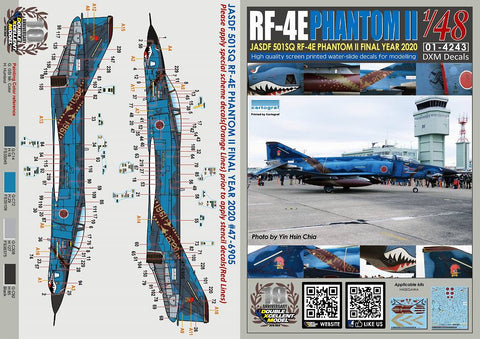 DXM 01-4243 1/48 JASDF RF-4E Phantom II, 501st Tactical Reconnaissance Squadron, Final Year 2020, #47-6905 (Maritime Camouflage) (For Hasegawa)