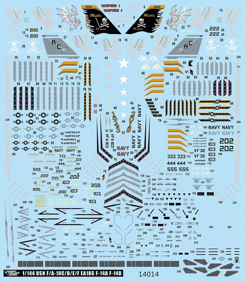 DXM 11-1113 1/144 USN F-14A/B, F/A-18C/D/E/F & EA-18G (For Revell, Dragon, Platz, Trumpeter, Academy, and Arii)