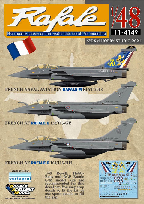 DXM 11-4149 1/48 French Air and Space Force / French Naval Aviation Rafale C/M (For Revell, Academy, and HobbyBoss)