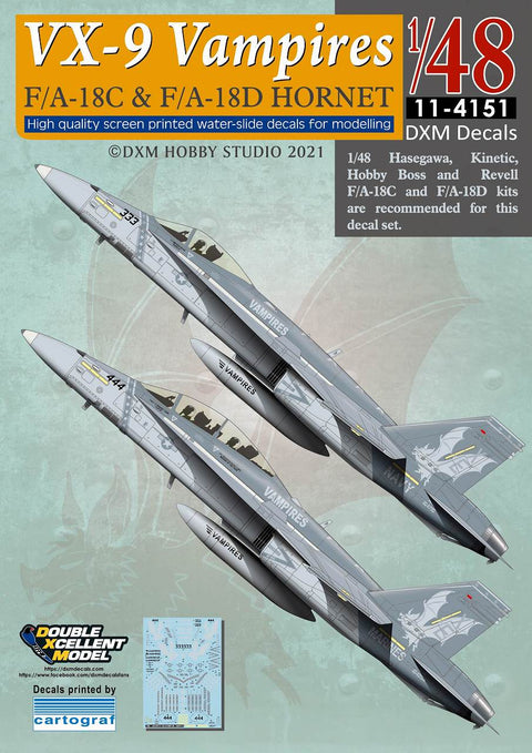 DXM 11-4151 1/48 US Navy/US Marine Corps F/A-18C & F/A-18D Hornet VX-9 Vampires (For Hasegawa, Kinetic, HobbyBoss, and Revell)