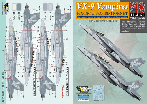 DXM 11-4151 1/48 US Navy/US Marine Corps F/A-18C & F/A-18D Hornet VX-9 Vampires (For Hasegawa, Kinetic, HobbyBoss, and Revell)