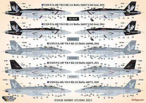 DXM 11-4352 1/48 US Navy F/A-18E/F & EA-18G VX-9 Vampires – Cartograf Decals (For Hasegawa, Meng Model, Italeri, and Revell)