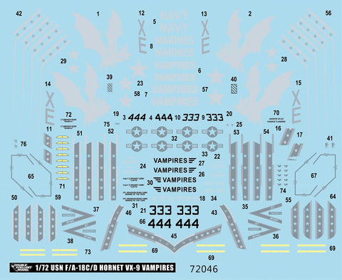 DXM 11-7146 1/72 US Navy/US Marine Corps 11-7146 F/A-18C & F/A-18D Hornet VX-9 Vampires (For Hasegawa, Revell, Academy, and Fujimi)
