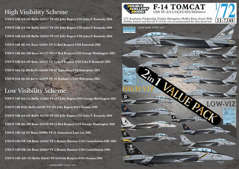 DXM 11/7248 1/72 US Navy F-14A/B/D Value Pack Decal Set (Cartograf) (For Hasegawa, Fine Molds, Fujimi, Academy, Great Wall, Revell, Italeri, and HobbyBoss)