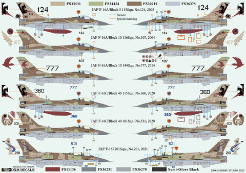 DXM 21-4156 1/48 Israeli Air Force F-16 Fighting Falcon Collection #1 (For Hasegawa, Tamiya, Kinetic, Italeri, and Academy)