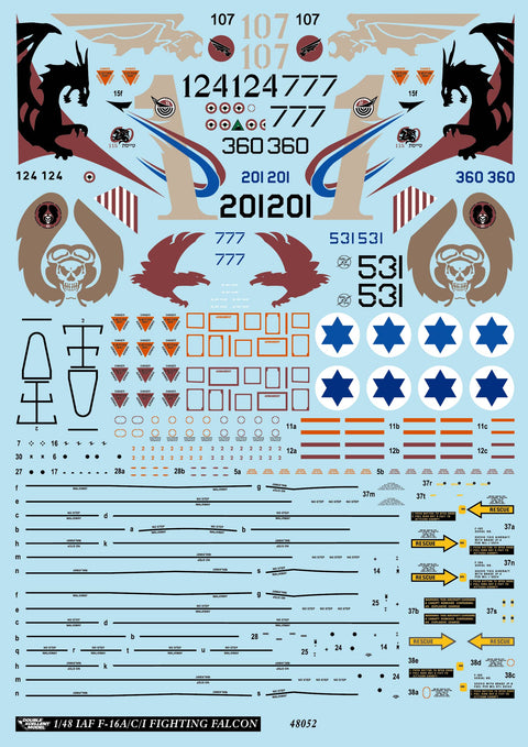 DXM 21-4156 1/48 Israeli Air Force F-16 Fighting Falcon Collection #1 (For Hasegawa, Tamiya, Kinetic, Italeri, and Academy)