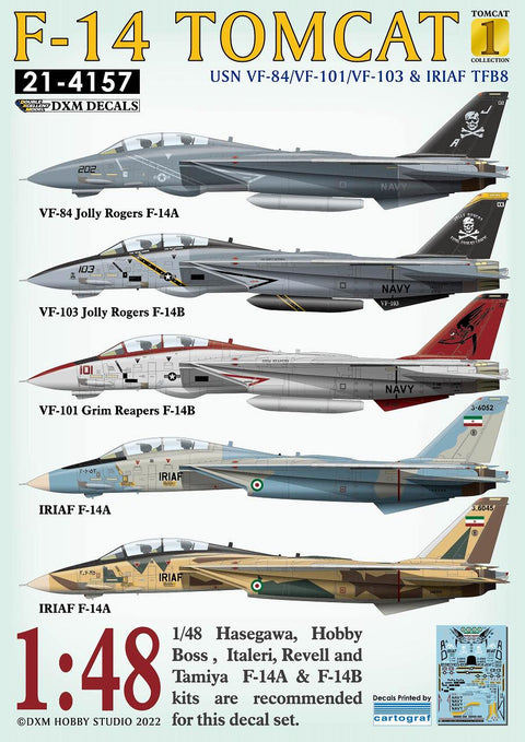 DXM 21-4157 1/48 US Navy F-14A/B VF-84/101/103/ & IRIAF Collection 1 (For Hasegawa, Tamiya, Revell, Italeri, HobbyBoss, Academy, and Great Wall)