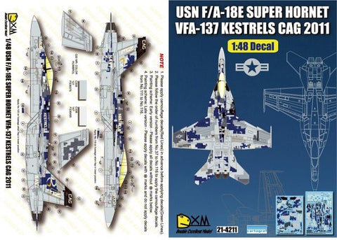 DXM 21-4211 1/48 US Navy F/A-18E VFA-137 Kestrels CAG 2011