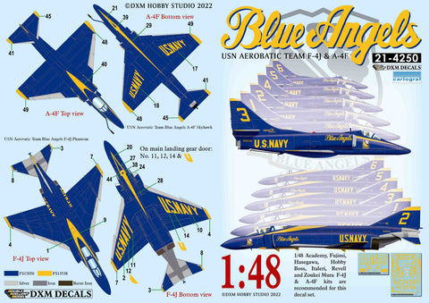 DXM 21-4250 1/48 U.S. Navy A-4F & F-4J Aerobatic Team: Blue Angels (For Hasegawa, Zoukei-Mura, Academy, Italeri, and Revell)