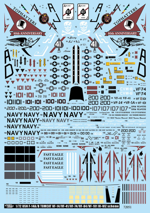 DXM 21-7152 1/72 US Navy VF-14/41/74/84/101 F-14 Tomcat Collection 3 (For Hasegawa, Fine Molds, Fujimi, Academy, Great Wall, Revell, Italeri, and HobbyBoss)