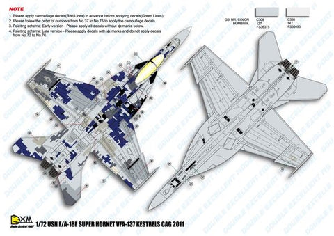 DXM 21-7205 1/72 US Navy F/A-18E VFA-137 Kestrels CAG 2011