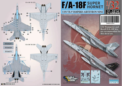 DXM 31-3214 1/32 U.S. Navy F/A-18F Super Hornet VX-9 Vampires (For Trumpeter and Revell)