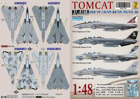 DXM 31-4158 1/48 US Navy F-14A/B/D VF-14/74/84 & VX-30 Tomcat Collection #2