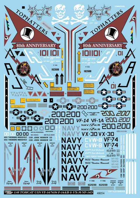 DXM 31-4158 1/48 US Navy F-14A/B/D VF-14/74/84 & VX-30 Tomcat Collection #2