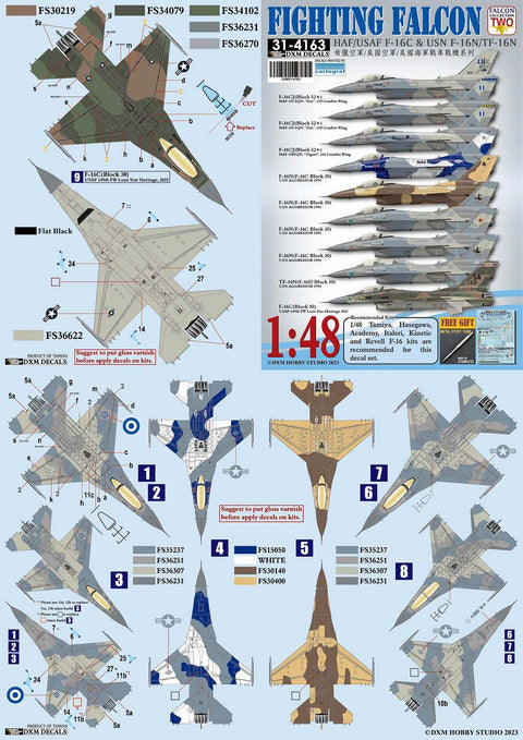 DXM 31-4163 1/48 HAF/US Navy/US Air Force F-16C Fighting Falcon Collection #2 (For Hasegawa, Tamiya, Kinetic, Italeri, and Academy)