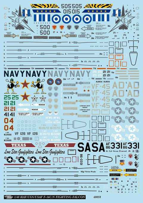 DXM 31-4163 1/48 HAF/US Navy/US Air Force F-16C Fighting Falcon Collection #2 (For Hasegawa, Tamiya, Kinetic, Italeri, and Academy)